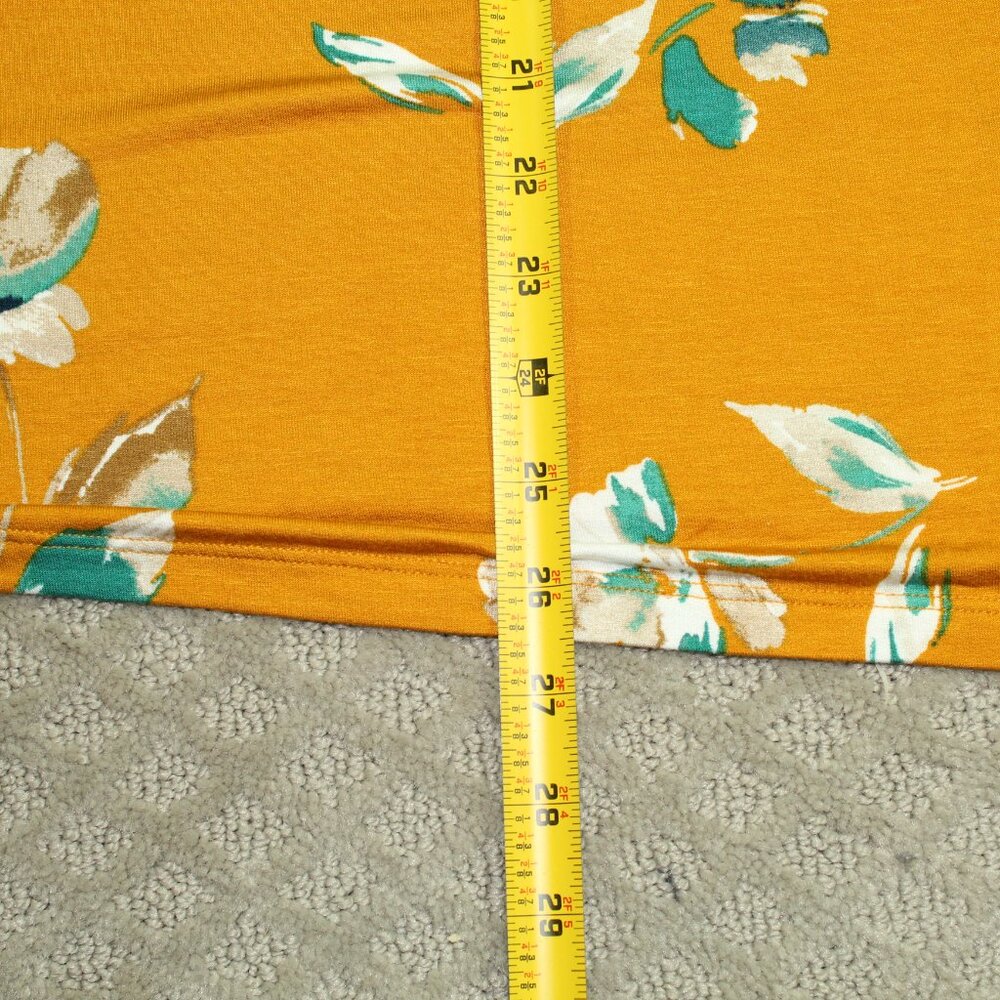Croft & Barrow Size XL Mustard Yellow with Floral Print French Terry Rayon Blend - Picture 5 of 6
